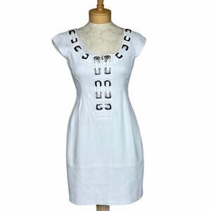 Nanette Lepore Short Sleeve Pique Workaholic Dress White Size 2
